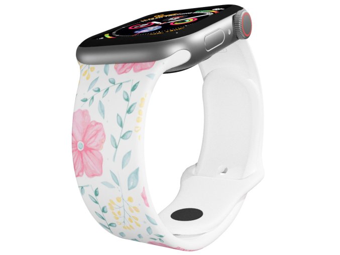 Apple watch řemínek Ibišek růžový (Barva Bílá, Rozměr 42/44/45/46/49mm)