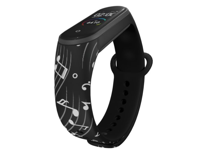 Náhradní náramek Mi band 3/4/5/6/7 Noty (Barva Vícebarevná, Pro Přístroj Xiaomi Mi Band 7)