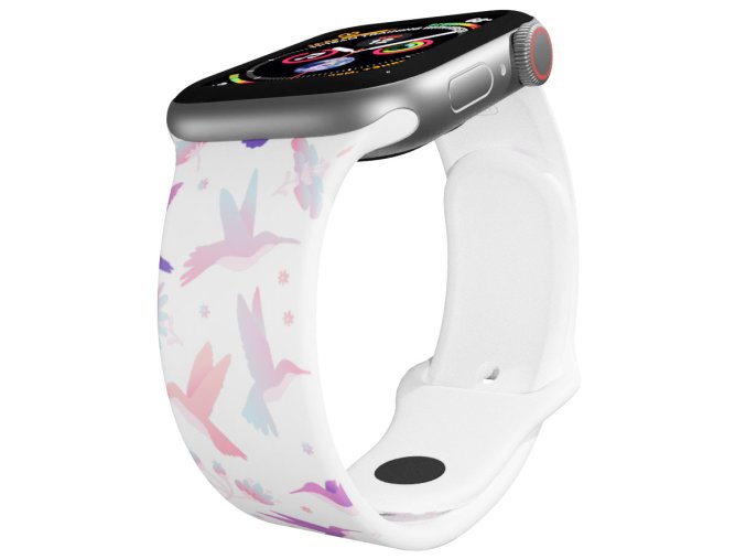 Apple watch řemínek Kolibříci (Barva Bílá, Rozměr 42/44/45/46/49mm)