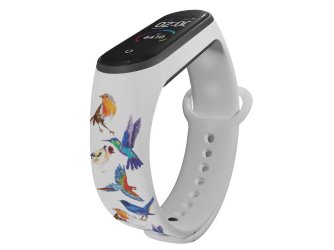 Náhradní náramek Mi band 3/4/5/6/7 Ptáčci (Barva Vícebarevná, Pro Přístroj Xiaomi Mi Band 7)