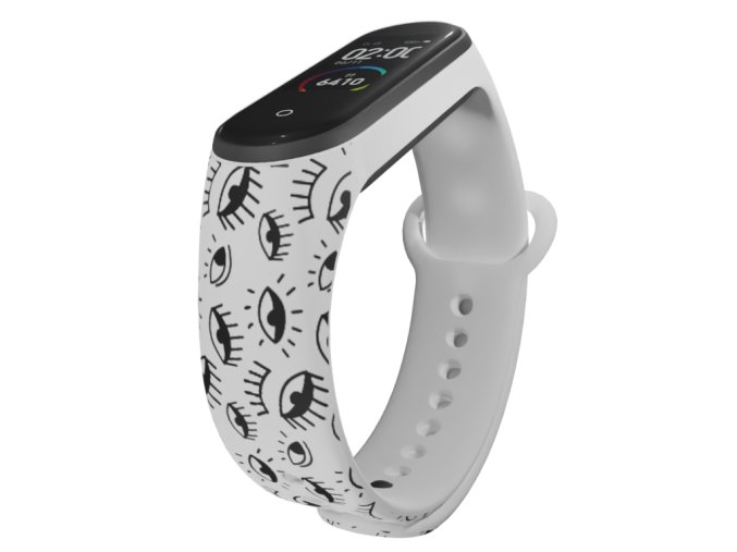 Náhradní náramek Mi band 3/4/5/6/7 Oči (Barevná varianta Bílá, Pro Přístroj Xiaomi Mi Band 7)
