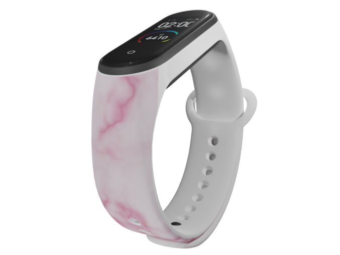 Náhradní náramek Mi band 3/4/5/6/7 Růžový mramor (Barva Vícebarevná, Pro Přístroj Xiaomi Mi Band 7)