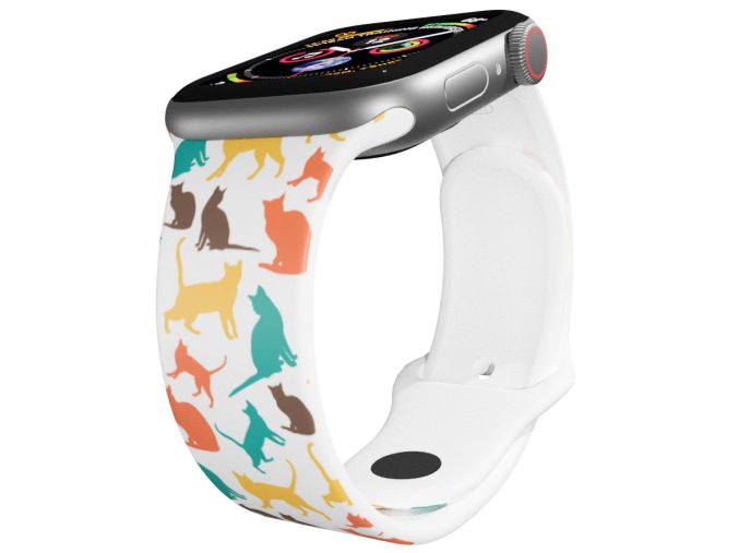 Apple watch řemínek Kočičky (Rozměr 42/44/45/46/49mm, barva pásku bílá)