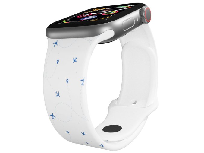 Apple watch řemínek Letem světem (Rozměr 42/44/45/46/49mm, barva pásku bílá)