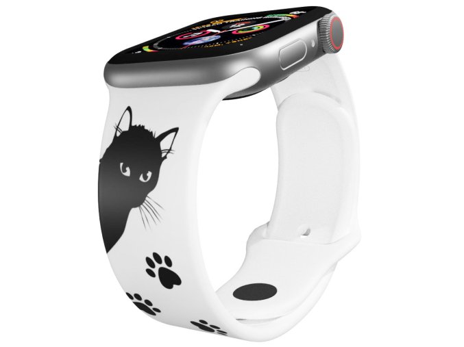 Apple watch řemínek Kočičák (Barva Bílá, Rozměr 42/44/45/46/49mm)