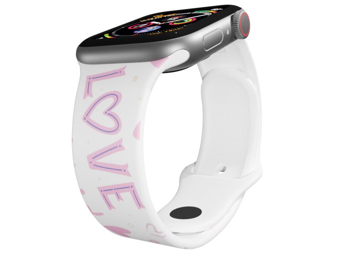 Apple watch řemínek Love (Rozměr 42/44/45/46/49mm, barva pásku bílá)