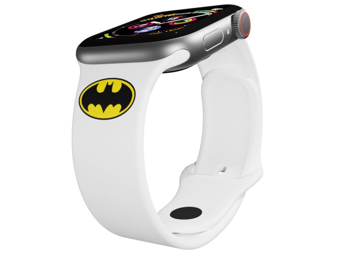 Apple watch řemínek Batman - Logo (Rozměr 42/44/45/46/49mm, barva pásku bílá)