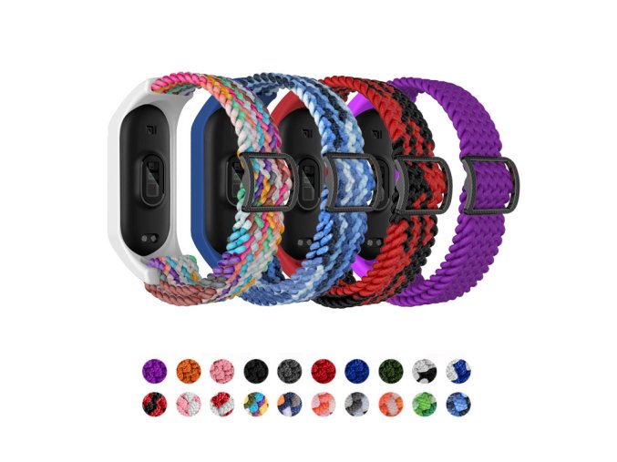 Pletený náhradní náramek Mi Band 5/6/7 (Barva Šedá, Pro Přístroj Xiaomi  Mi band 5/6/7)