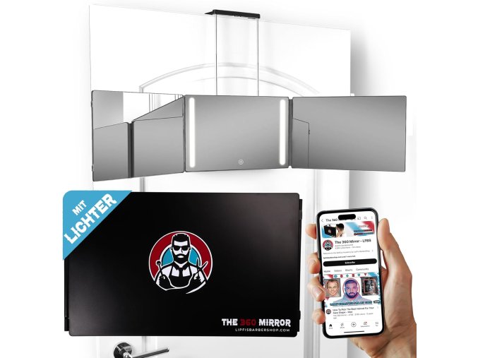 LIPFI's BARBERSHOP 360stupňové LED zrcadlo