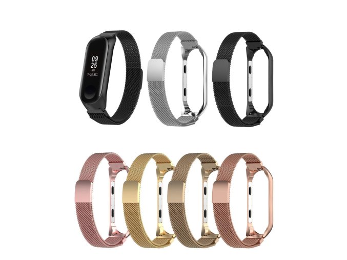 Milánský tah magnetické zapínání Mi Band 3/4 (Barva Růžovo zlatá, Pro Přístroj Xiaomi Mi band 3/4)