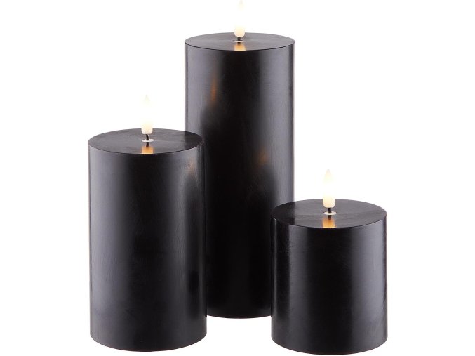 BUTLERS Sada 3 ks LED svíček s funkcí časovače - světle šedé