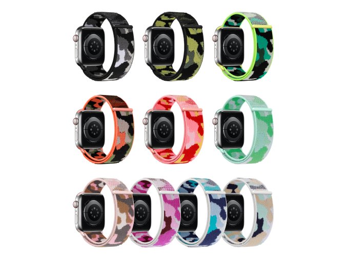 Nylonový řemínek kamufláž pro Apple Watch 42/44/45/46/49mm (Barevná varianta Béžová kamufláž)