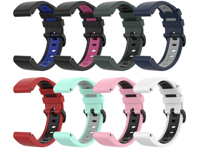 QuickFit silikonový dvojbarevný řemínek s přezkou 20mm (Barevná varianta Bílo-Černý)