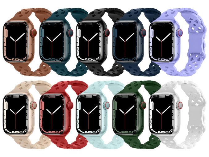 Silikonový úzký perforovaný řemínek pro Apple Watch 42/44/45/46/49mm (Barevná varianta Vínový)
