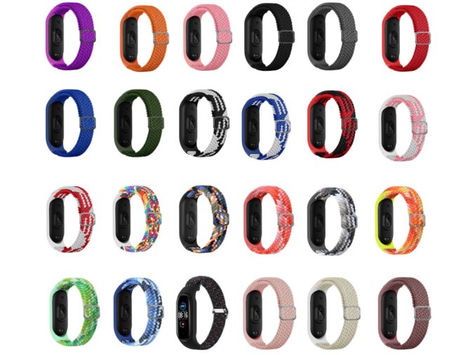 Pletený náhradní náramek Mi Band 3/4/5/6/7 (Barva Černo-Bílá, Pro Přístroj Xiaomi Mi band 3/4/5/6/7)