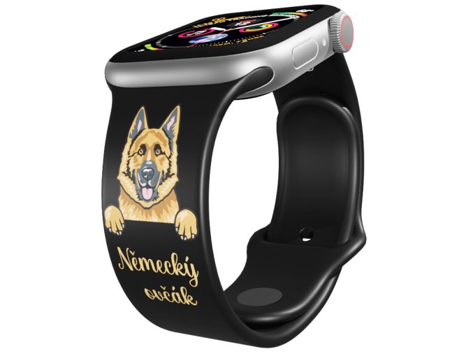 Apple watch řemínek Německý Ovčák (Rozměr 42/44/45/46/49mm, barva pásku bílá)