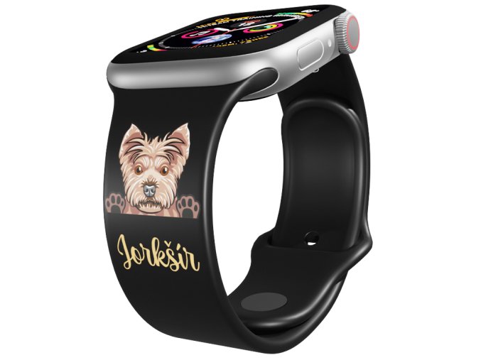 Apple watch řemínek Jorkšírský teriér (Rozměr 42/44/45/46/49mm, barva pásku bílá)