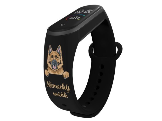 Náhradní náramek Mi band 3/4/5/6/7 Německý ovčák (Barevná varianta Bílá, Pro Přístroj Xiaomi Mi Band 7)