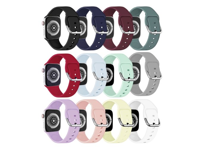 Jednobarevný řemínek s přezkou pro Apple Watch 42/44/45/46/49mm (Barva náramku Bílá)