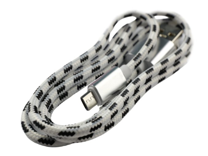 Pletený kabel USB na MICRO-USB 1m (Barva Růžovo-černý)