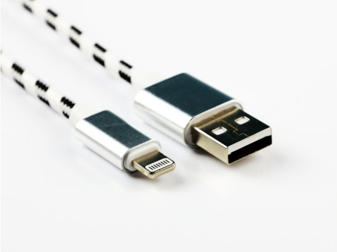 Pletený kabel USB na lightning 1m (Barva Šedo-černý)