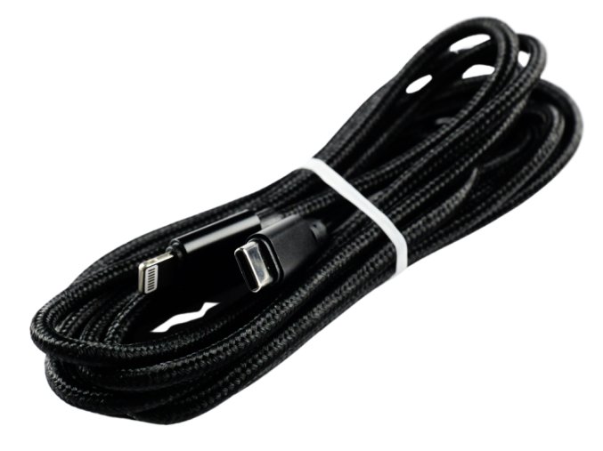 Pletený kabel 3m USB-C na lightning (Barva modrý)