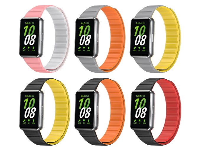 Silikonový magnetický řemínek pro Samsung Galaxy Fit 3 (Barva Černo-Červený)