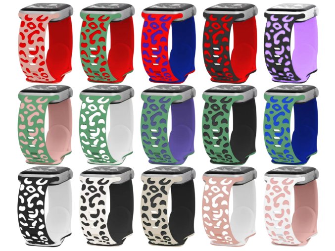Gravírované zvířecí vzory řemínek pro Apple Watch 38/40/41/42(S10)mm (Barva Zeleno-černá)