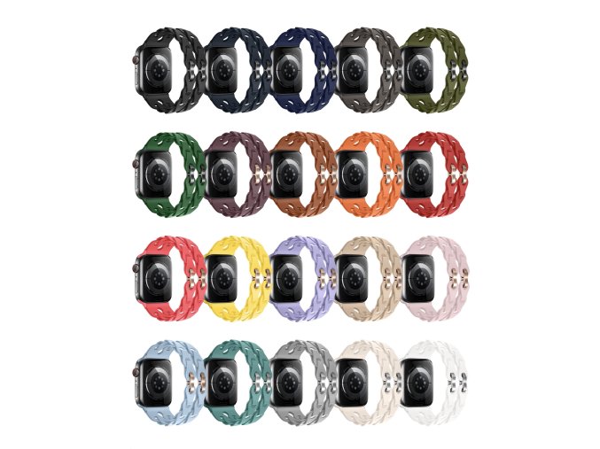 Silikonový řetízkový řemínek pro Apple Watch 38/40/41/42(S10)mm (Barva náramku Bílá)
