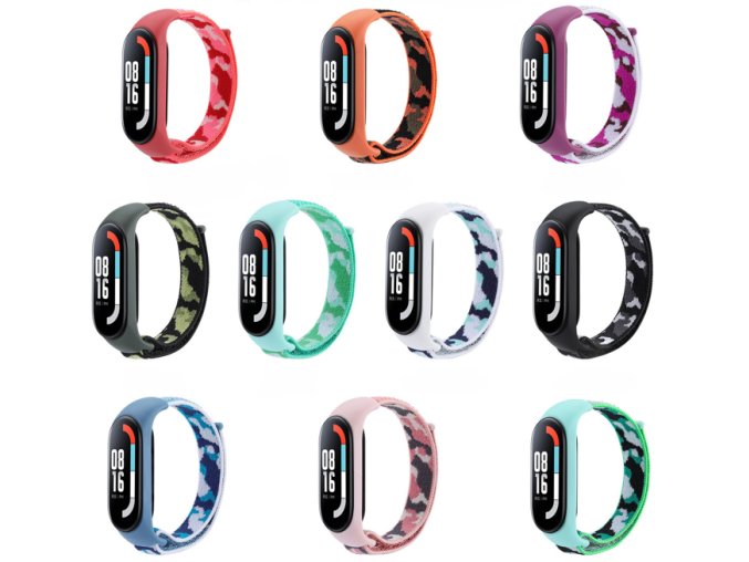 Nylonový řemínek kamufláž Mi Band 3/4/5/6/7 (Barevná varianta Růžová Kamufláž)