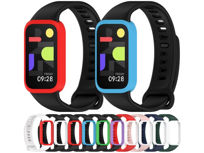 Dvojbarevný silikonový náramek pro Mi Band 9 Active / Redmi Band 3 (Barevná varianta TmavěModro-Bílá)