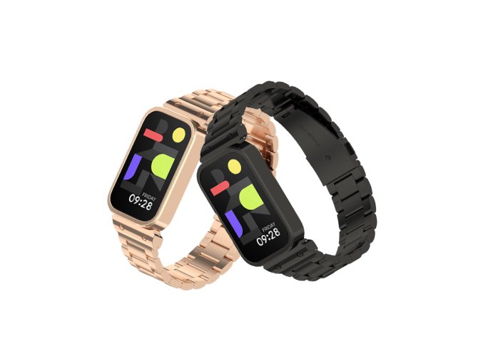 Kovový řemínek pro Mi band 9 Active / Redmi Band 3 (Barevná varianta Růžovo-zlatý)