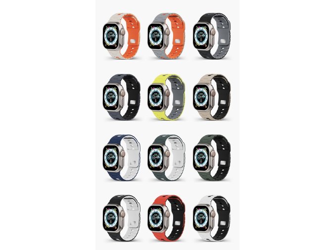 Perforovaný dvojbarevný řemínek pro Apple Watch 38/40/41/42(S10)mm (Barva Khaki-černý)