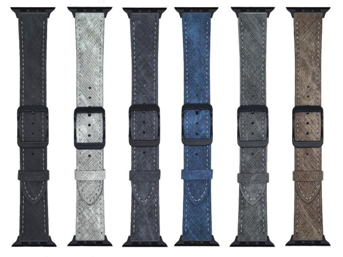 Koženkový řemínek pro Apple Watch 42/44/45/46/49mm (Barva Tmavěmodro-šedá)