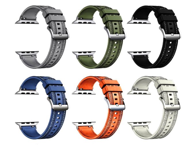 Silikonovo-textilní řemínek pro Apple Watch 42/44/45/46/49mm (Barva náramku Černá)