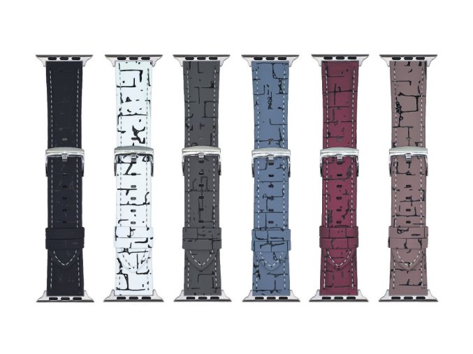 Koženkový řemínek s přezkou pro Apple Watch 42/44/45/46/49mm (Barva náramku Šedá)