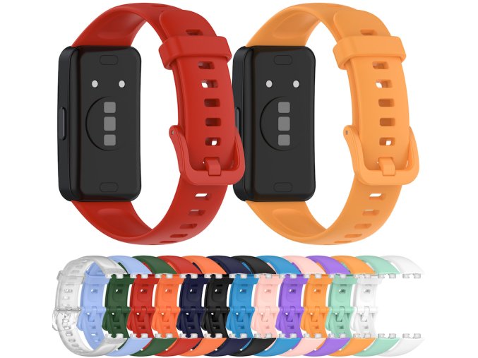 Jednobarevný řemínek Huawei Band 8/9/10 (Barva náramku Žluto-oranžová)