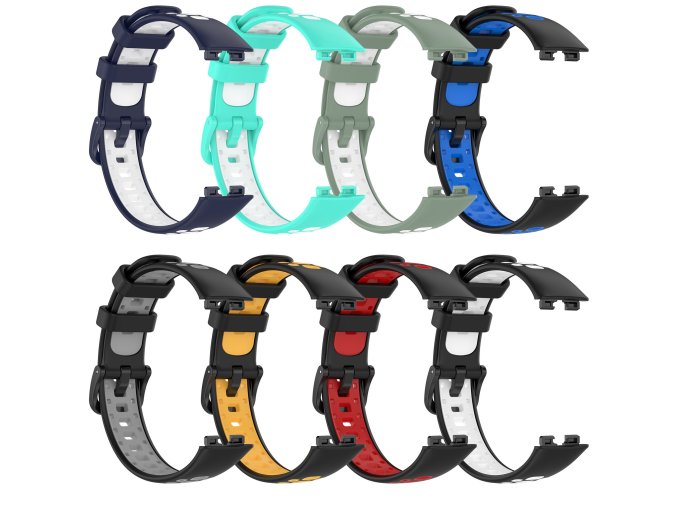 Perforovaný dvojbarevný řemínek Huawei Band 8/9/10 (Barevná varianta Zeleno-bílý)