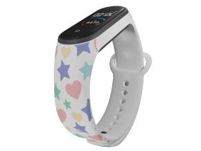 Náhradní náramek Mi band 3/4/5/6/7 Hvězdy a srdíčka (Barevná varianta Bílá, Pro Přístroj Xiaomi Mi Band 7)