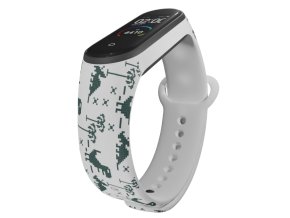 Náhradní náramek Mi band 3/4/5/6/7 Dinosaurus z pixelů (Barva Vícebarevná, Pro Přístroj Xiaomi Mi Band 7)