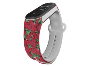 Náhradní náramek Mi band 3/4/5/6/7 Červené růže (Barva Vícebarevná, Pro Přístroj Xiaomi Mi Band 7)