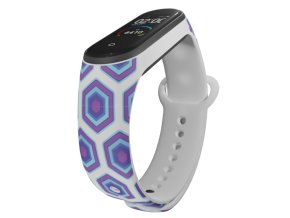 Náhradní náramek Mi band 3/4/5/6/7 Modro-Fialový Hexagon (Barevná varianta Bílá, Pro Přístroj Xiaomi Mi Band 7)