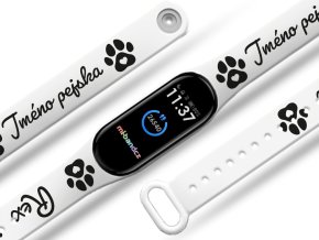 Náhradní náramek Mi band 3/4/5/6/7 na přání: Packa + Jméno + Packa (Barva Vícebarevná, Pro Přístroj Xiaomi Mi Band 7)