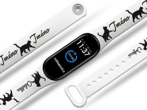 Náhradní náramek Mi band 3/4/5/6/7 na přání: Kočka + Jméno (Barva Vícebarevná, Pro Přístroj Xiaomi Mi Band 7)