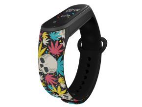 Náhradní náramek Mi band 3/4/5/6/7 Cannabis lebky (Barva Vícebarevná, Pro Přístroj Xiaomi Mi Band 7)