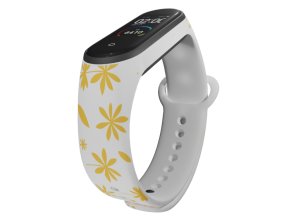Náhradní náramek Mi band 3/4/5/6/7 Oranžové lístky (Barevná varianta Bílá, Pro Přístroj Xiaomi Mi Band 7)