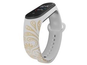 Náhradní náramek Mi band 3/4/5/6/7 Zlatý ornament (Barevná varianta Bílá, Pro Přístroj Xiaomi Mi Band 7)