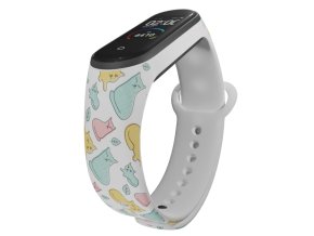 Náhradní náramek Mi band 3/4/5/6/7 Kočky (Barevná varianta Bílá, Pro Přístroj Xiaomi Mi Band 7)