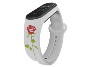 Náhradní náramek Mi band 3/4/5/6/7 Červená růže (Barevná varianta Bílá, Pro Přístroj Xiaomi Mi Band 7)
