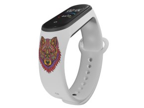 Náhradní náramek Mi band 3/4/5/6/7 Vlk (Barevná varianta Bílá, Pro Přístroj Xiaomi Mi Band 7)